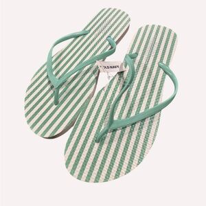 Old Navy Teal and White Striped Flip Flops